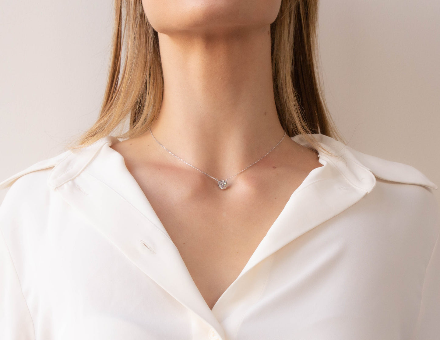 Bezel Set Moissanite Necklace