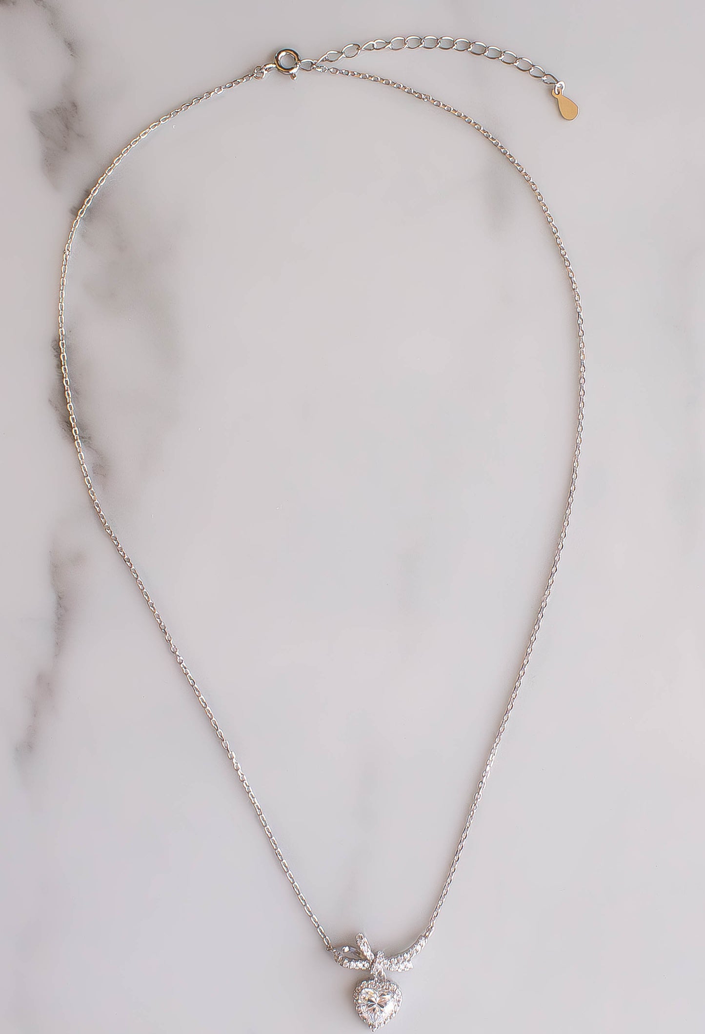 Moissanite Heart Bow Necklace