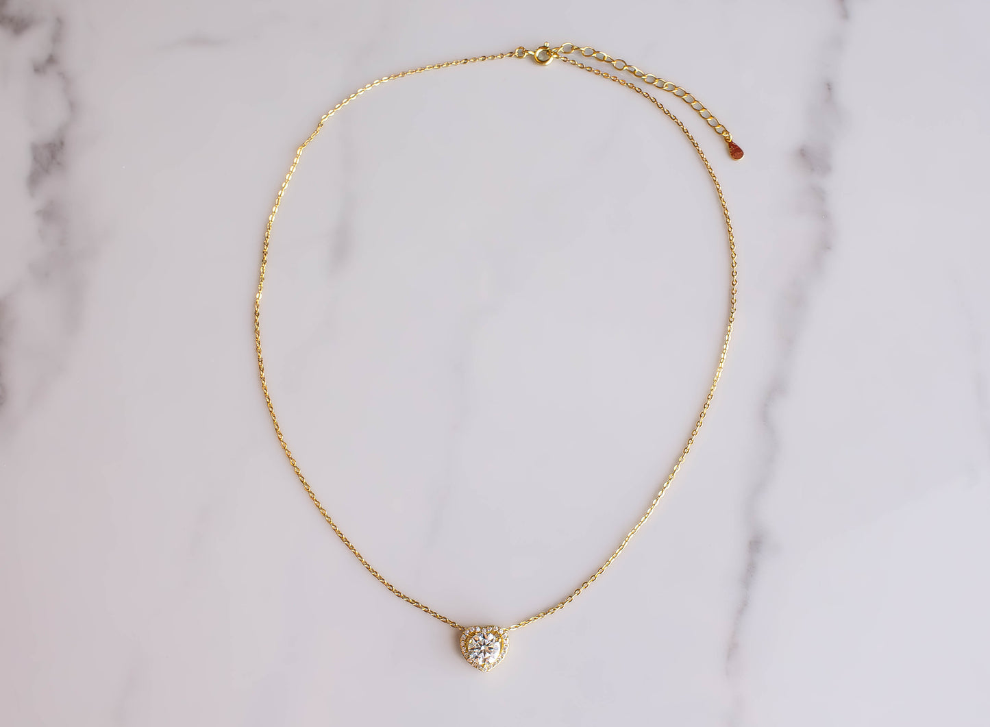 Moissanite Heart Halo Necklace