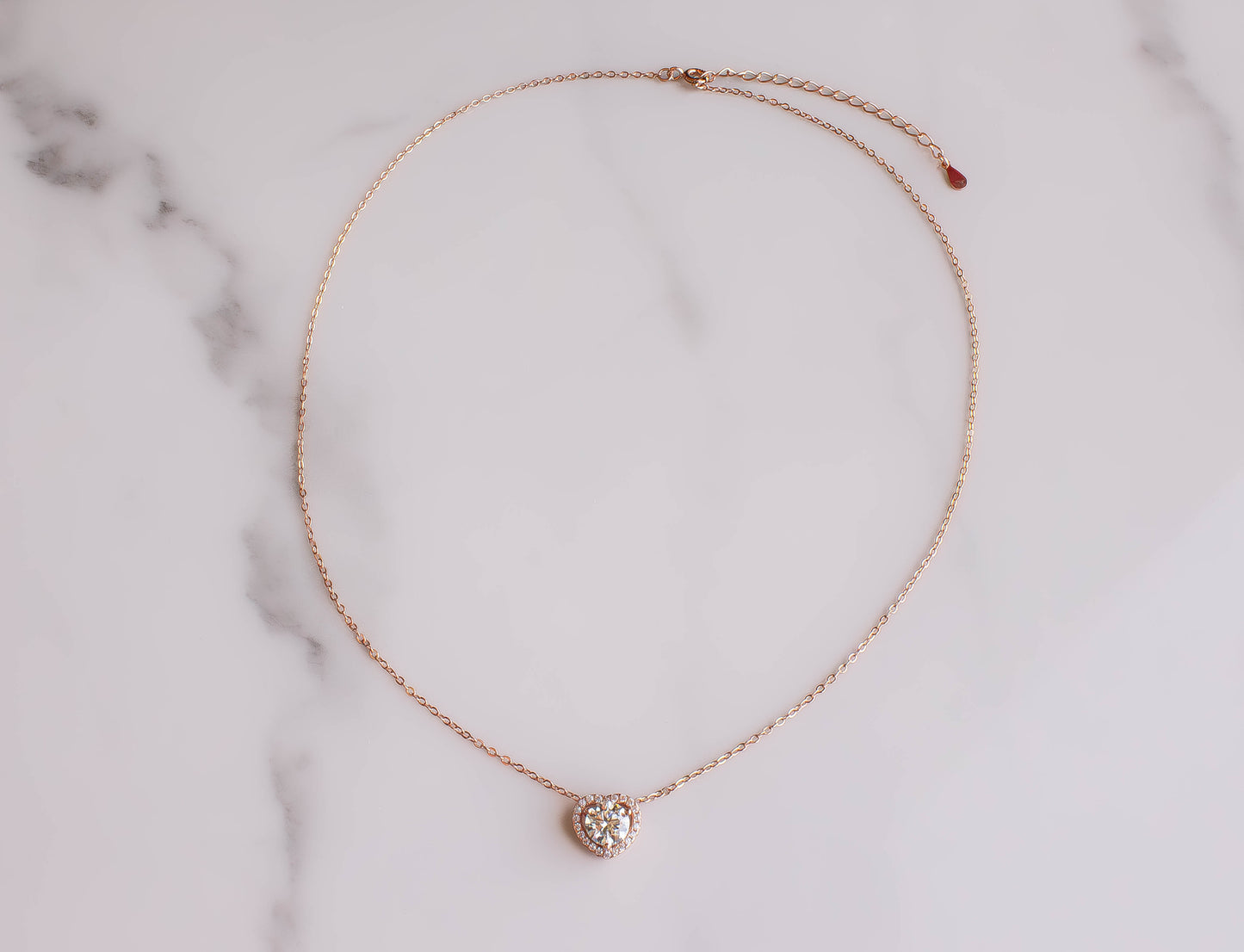 Moissanite Heart Halo Necklace
