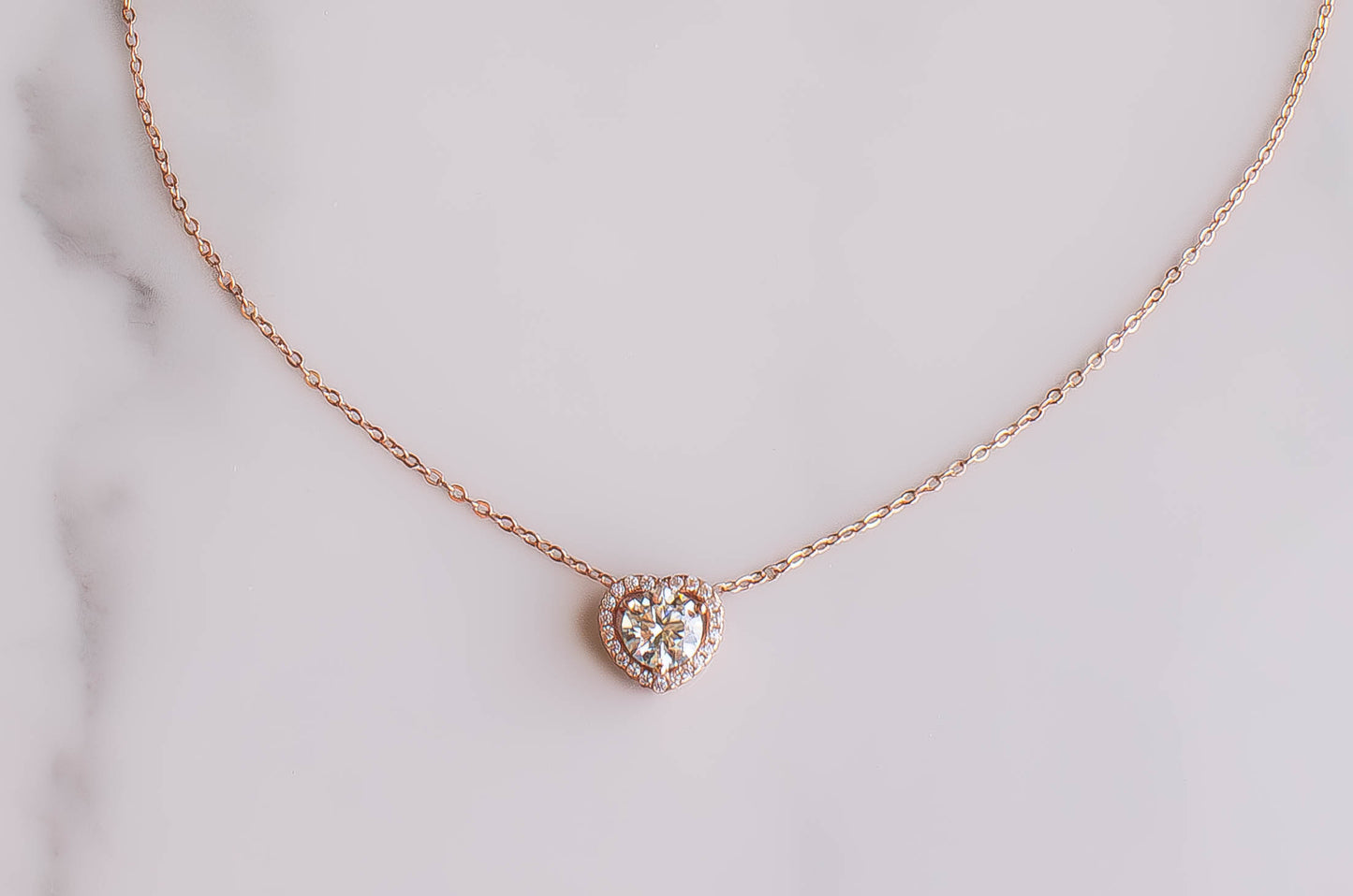 Moissanite Heart Halo Necklace