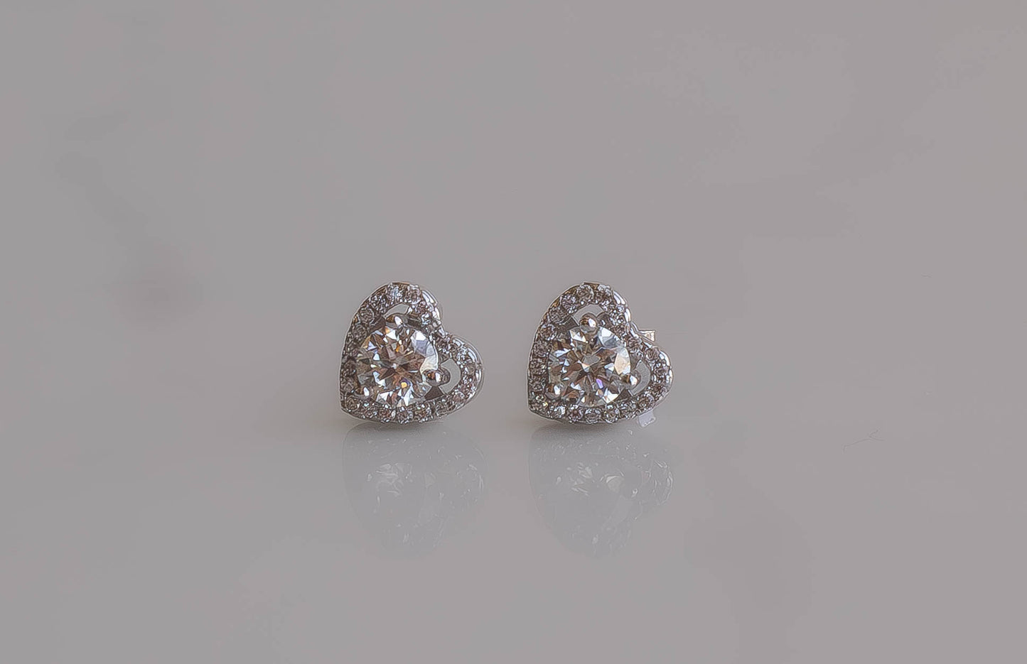Moissanite Heart Halo Earrings