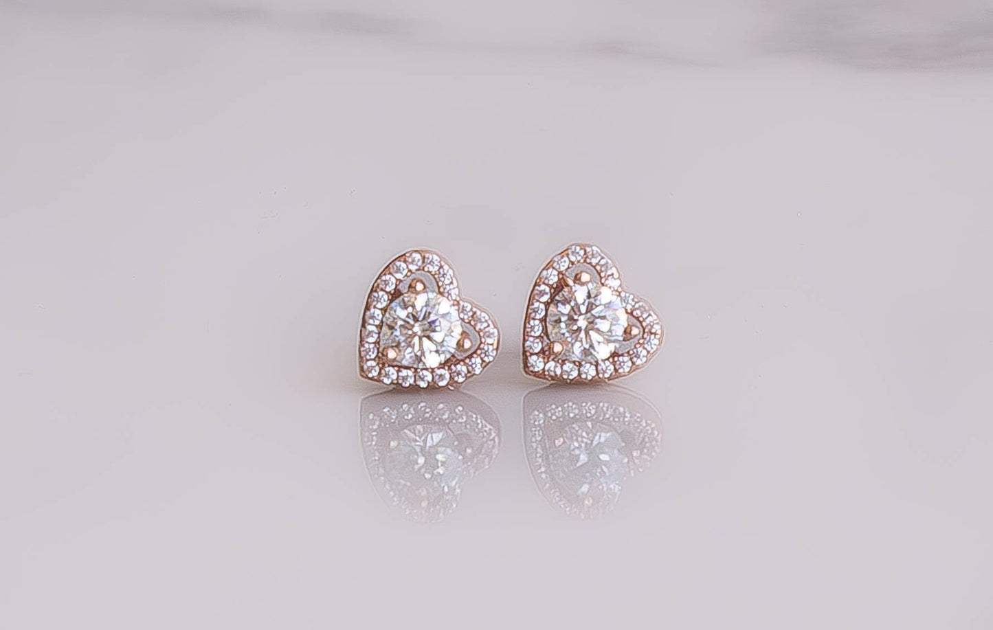 Moissanite Heart Halo Earrings