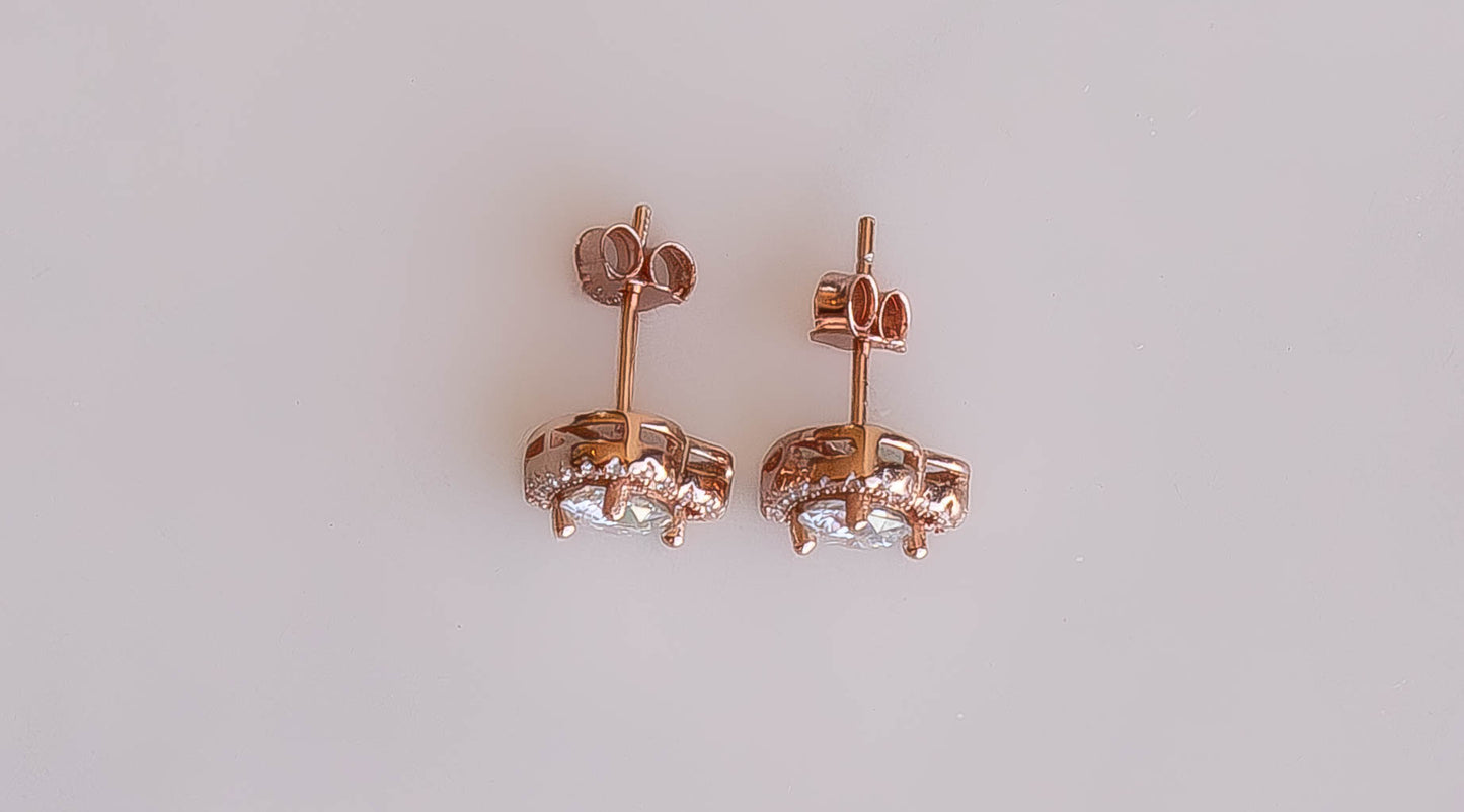 Moissanite Heart Halo Earrings