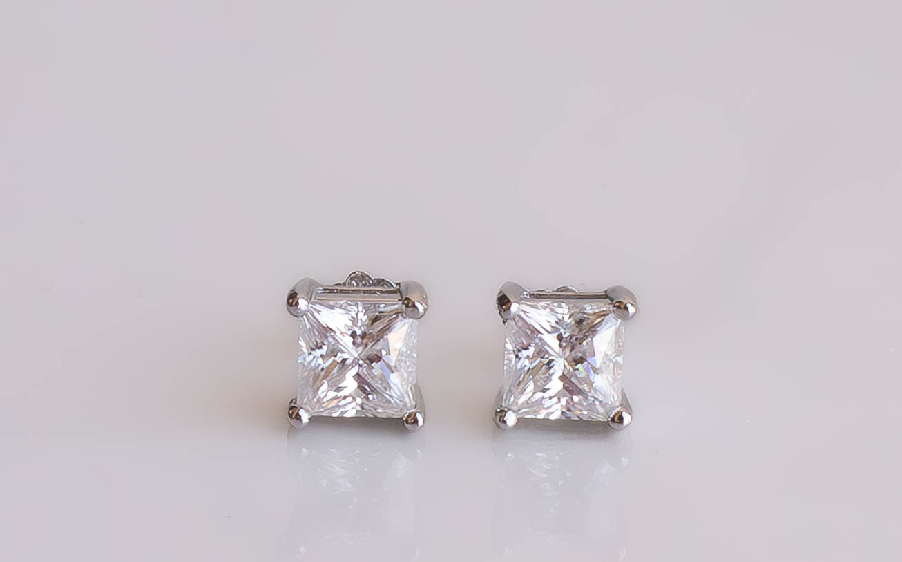 Moissanite Princess Cut Studs
