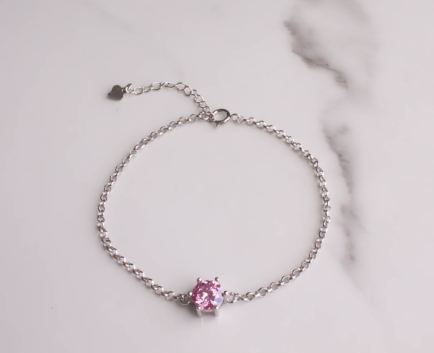 Pink Moissanite Solitare Bracelet