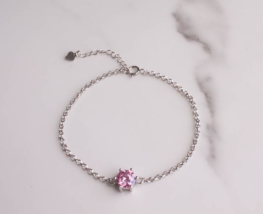 Pink Moissanite Solitare Bracelet