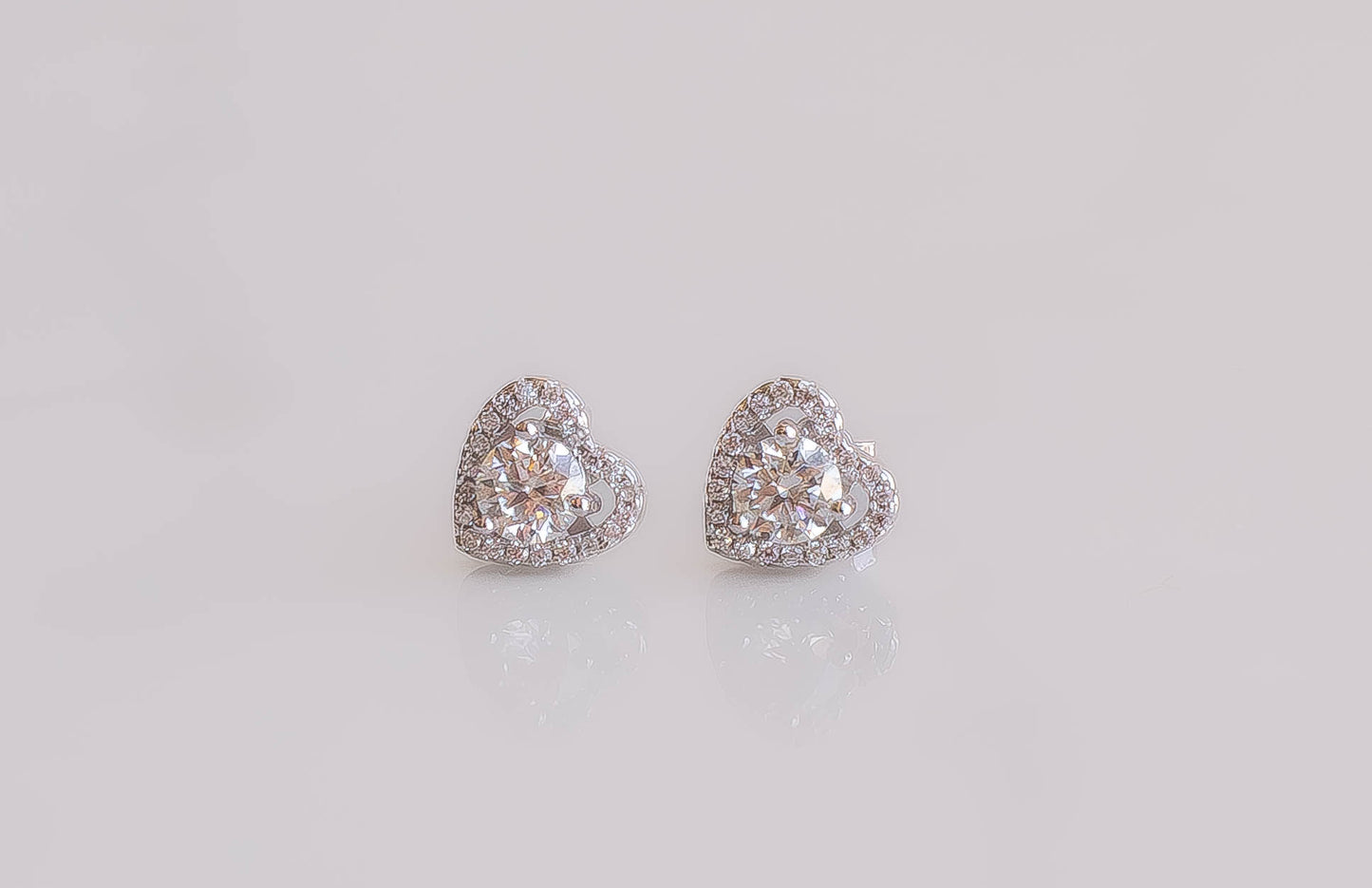Moissanite Heart Halo Earrings