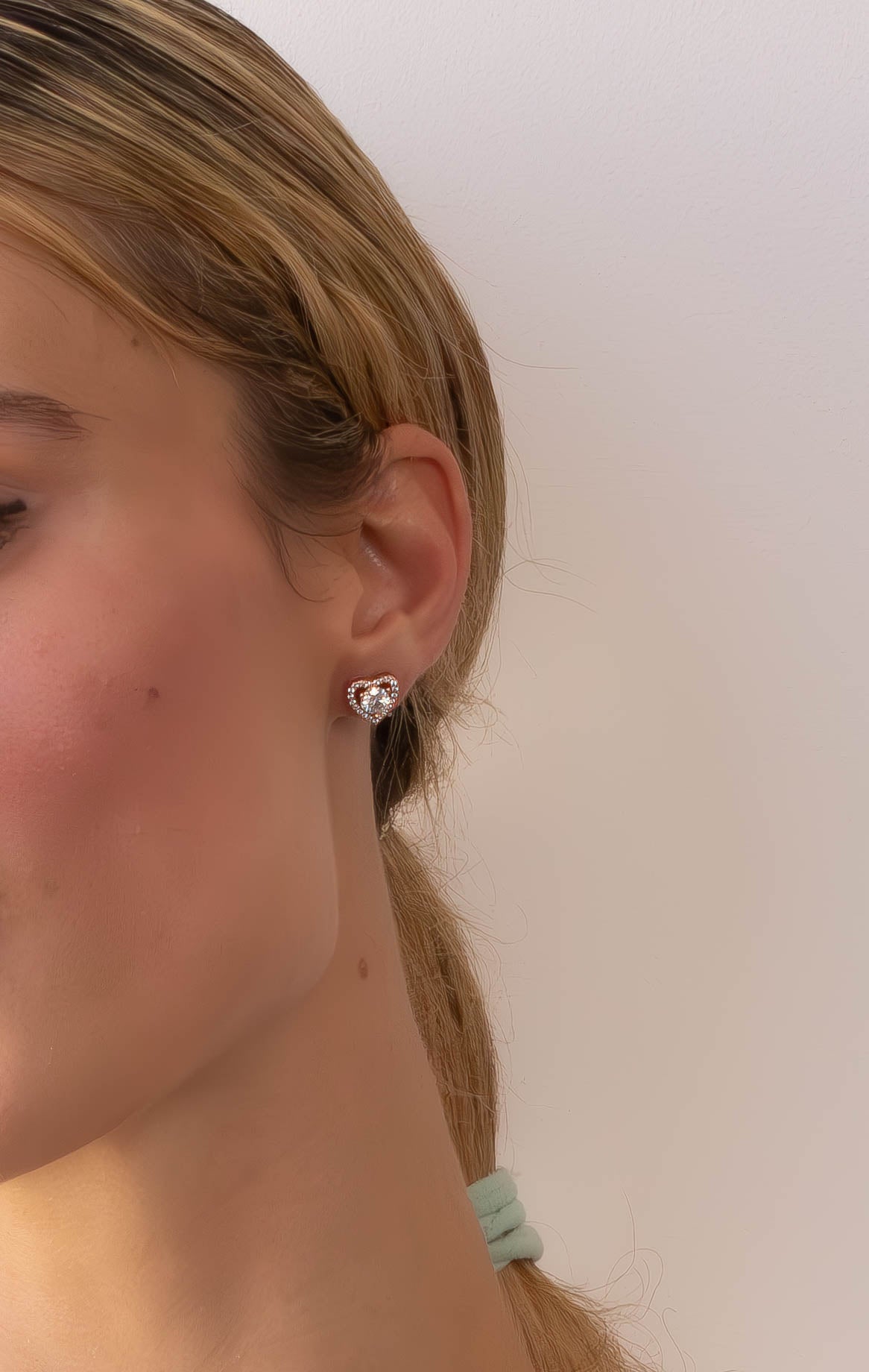 Moissanite Heart Halo Earrings