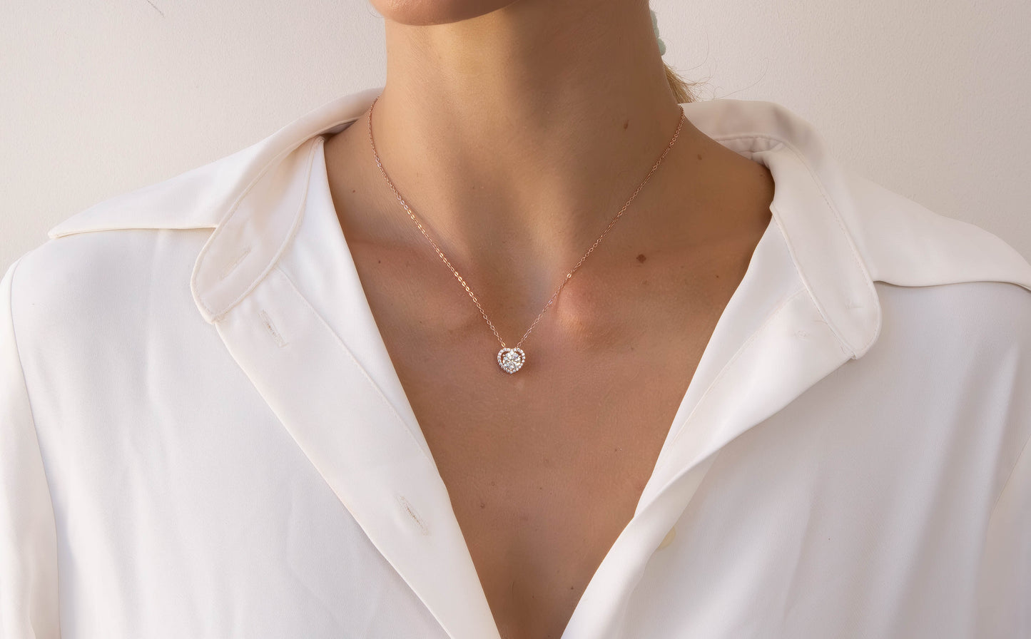 Moissanite Heart Halo Necklace