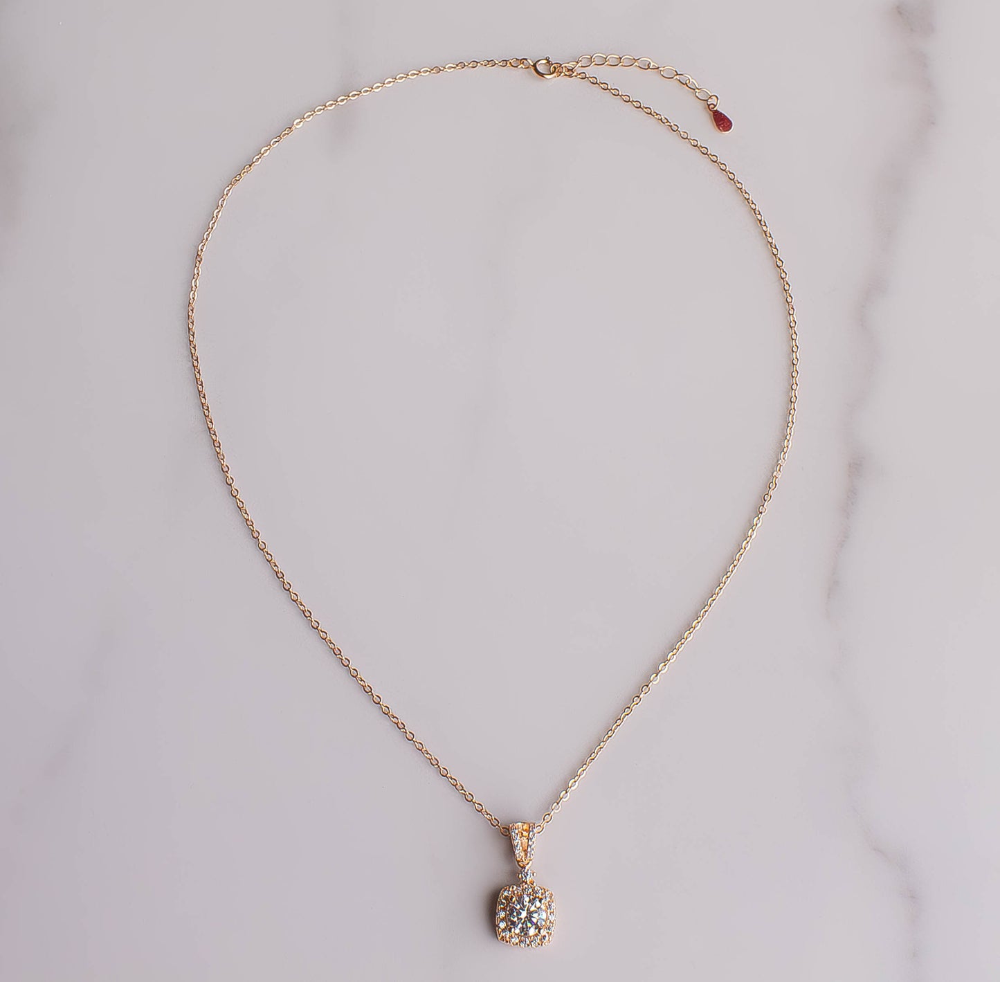 Moissanite Square Halo Necklace