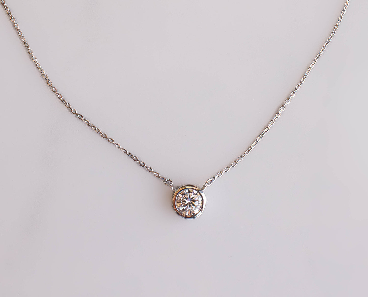 Bezel Set Moissanite Necklace