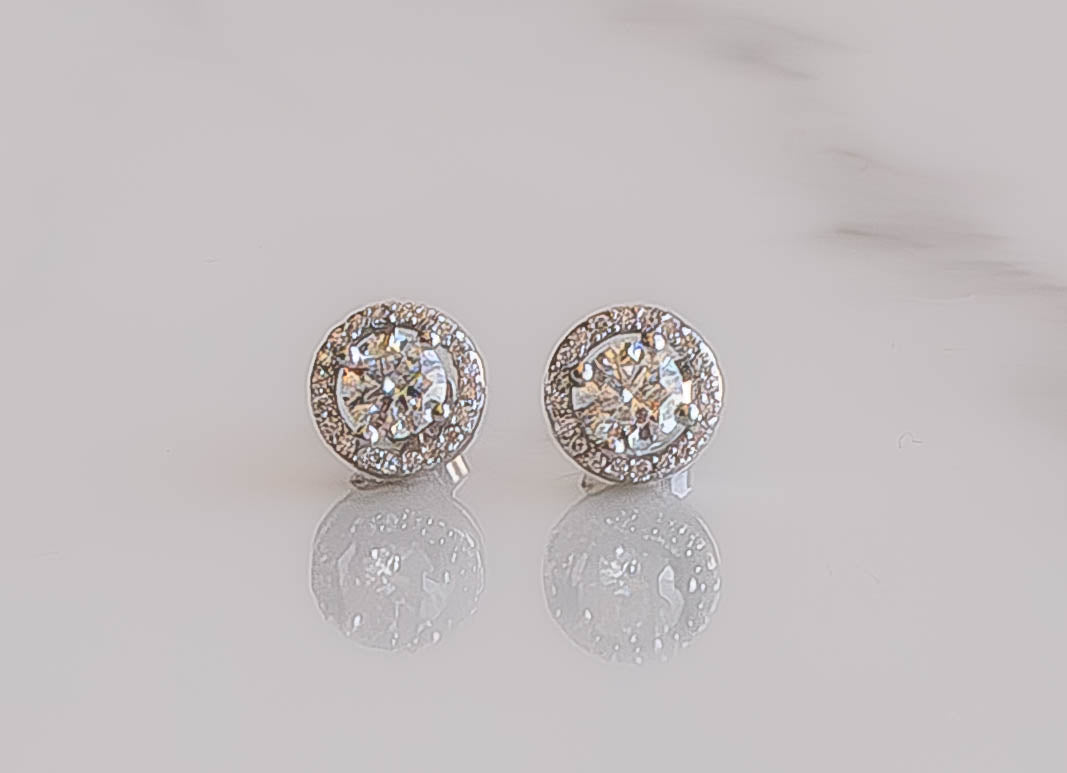 Moissanite Halo Earrings
