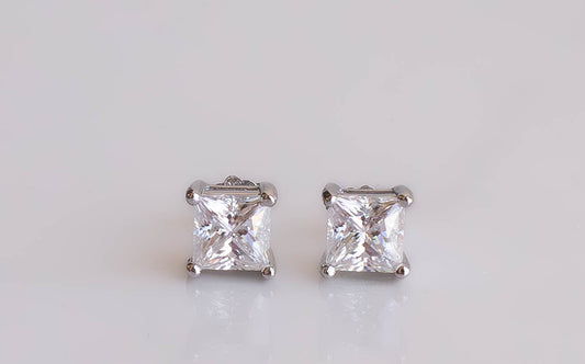 Moissanite Princess Cut Studs